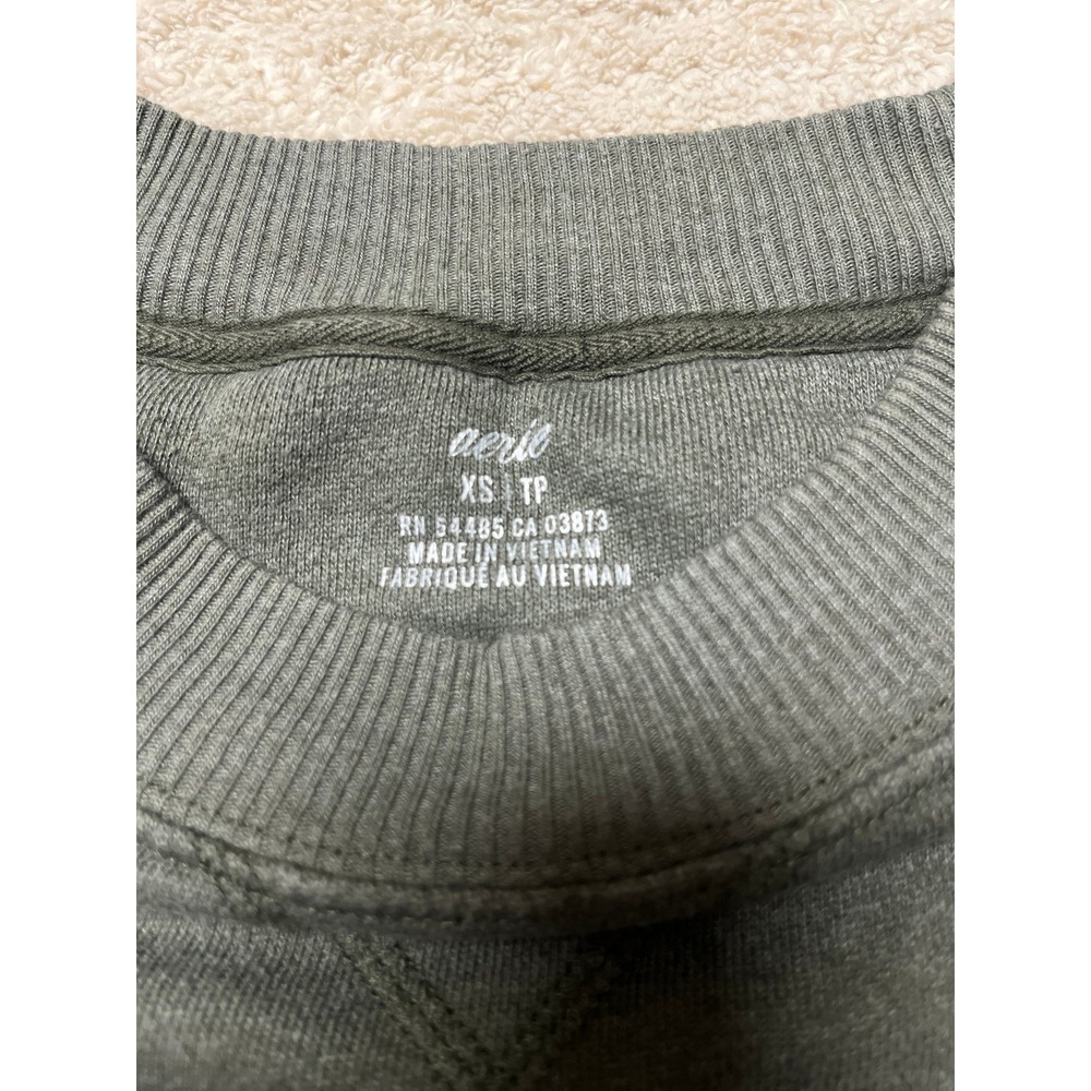 Aerie Oversized Split Hem Sweatshirt Olive Green - Size Women's Extra Small - Picture 2 of 4